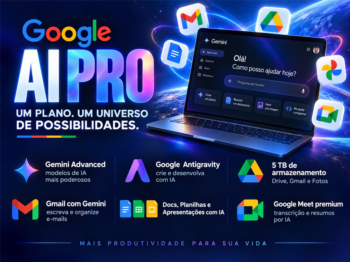 Gemini AI Pro 18 Meses – 5TB + Recursos Premium 🚀