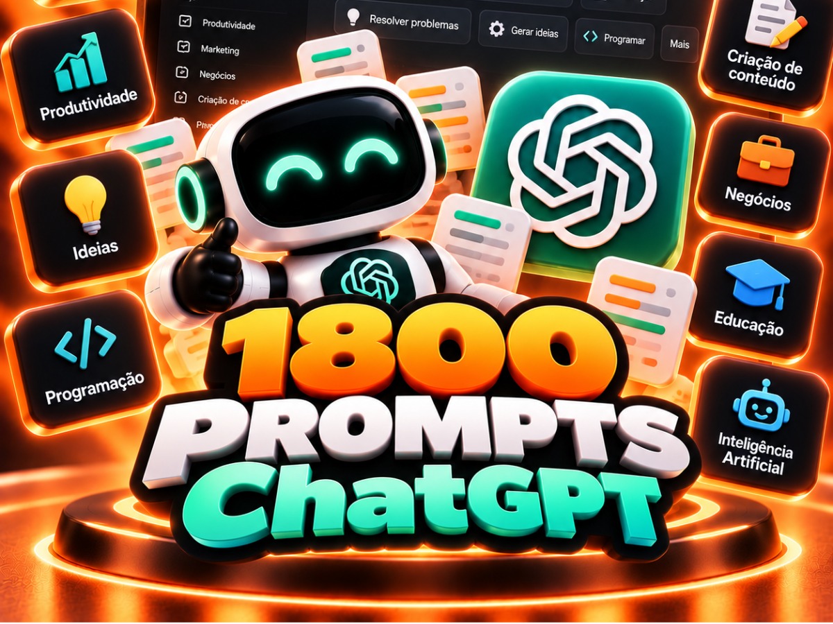 1800 Prompts ChatGPT — Produtividade e Marketing